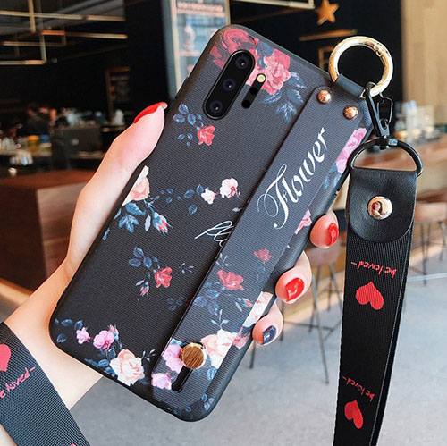 Silicone Candy Rubber Gel Flowers Soft Case Cover K01 for Samsung Galaxy Note 10 Plus 5G Black