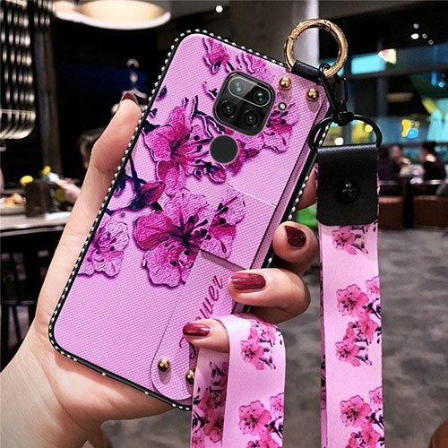 Silicone Candy Rubber Gel Flowers Soft Case Cover K01 for Xiaomi Redmi 10X 4G Purple