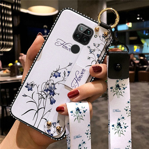 Silicone Candy Rubber Gel Flowers Soft Case Cover K01 for Xiaomi Redmi Note 9 White