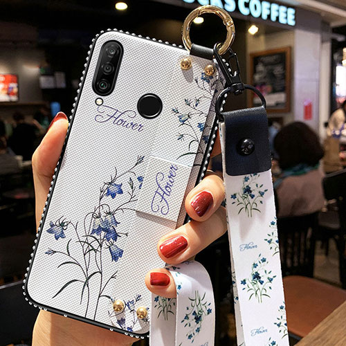 Silicone Candy Rubber Gel Flowers Soft Case Cover K02 for Huawei Honor 20 Lite White