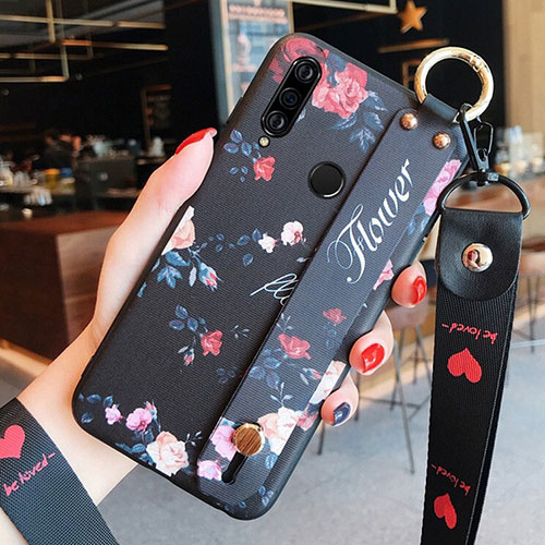 Silicone Candy Rubber Gel Flowers Soft Case Cover K02 for Huawei P30 Lite New Edition Black
