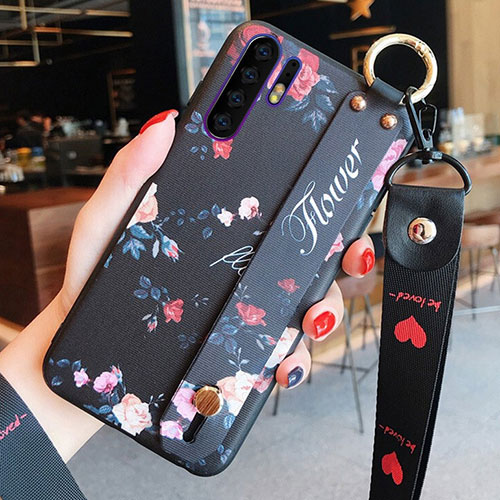 Silicone Candy Rubber Gel Flowers Soft Case Cover K02 for Huawei P30 Pro Black