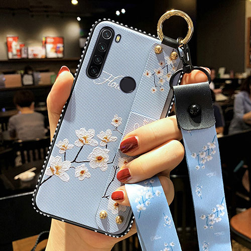 Silicone Candy Rubber Gel Flowers Soft Case Cover K02 for Xiaomi Redmi Note 8T Sky Blue