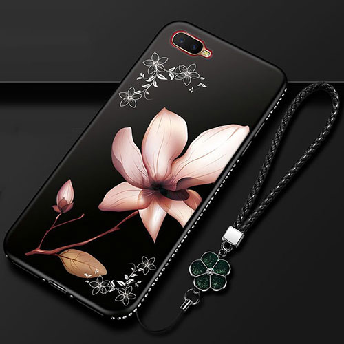 Silicone Candy Rubber Gel Flowers Soft Case Cover M02 for Oppo RX17 Neo Brown