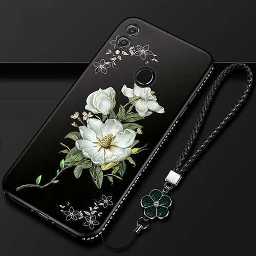 Silicone Candy Rubber Gel Flowers Soft Case Cover S01 for Huawei Honor 10 Lite Black