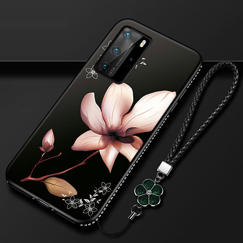 Silicone Candy Rubber Gel Flowers Soft Case Cover S01 for Huawei P40 Pro Brown