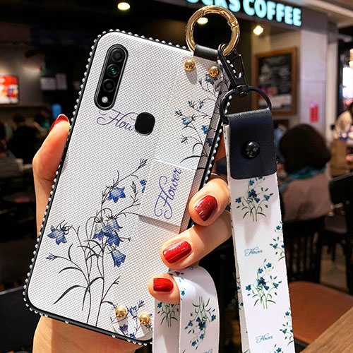 Silicone Candy Rubber Gel Flowers Soft Case Cover S01 for Oppo A31 White