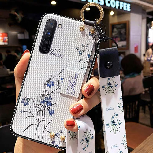Silicone Candy Rubber Gel Flowers Soft Case Cover S01 for Oppo Find X2 Lite White
