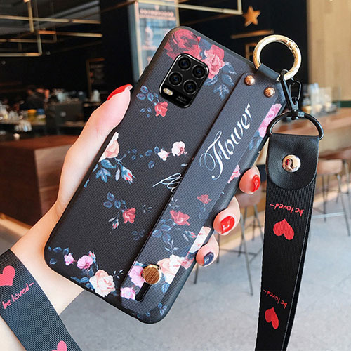 Silicone Candy Rubber Gel Flowers Soft Case Cover S01 for Xiaomi Mi 10 Lite Black