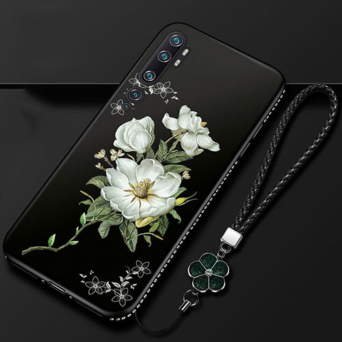 Silicone Candy Rubber Gel Flowers Soft Case Cover S01 for Xiaomi Mi Note 10 Pro White
