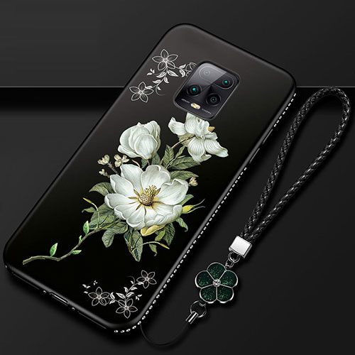 Silicone Candy Rubber Gel Flowers Soft Case Cover S01 for Xiaomi Redmi 10X Pro 5G White