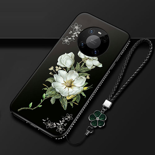 Silicone Candy Rubber Gel Flowers Soft Case Cover S02 for Huawei Mate 40 Pro Black