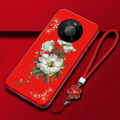 Silicone Candy Rubber Gel Flowers Soft Case Cover S02 for Huawei Mate 40 Pro Red