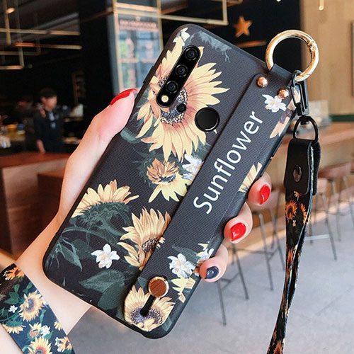 Silicone Candy Rubber Gel Flowers Soft Case Cover S02 for Huawei P20 Lite (2019) Yellow