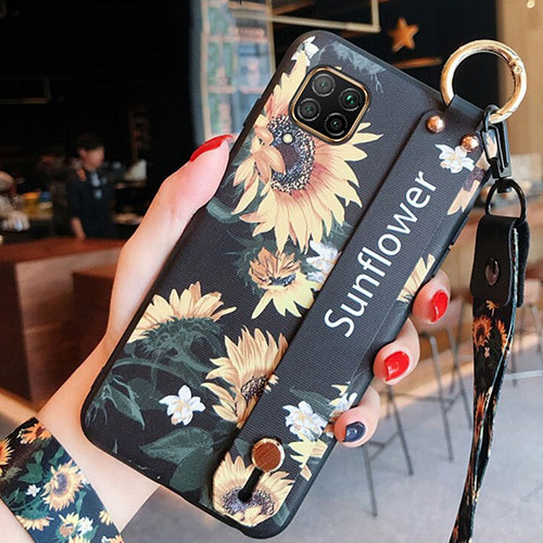Silicone Candy Rubber Gel Flowers Soft Case Cover S02 for Huawei P40 Lite Orange
