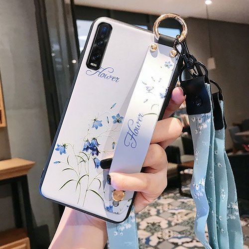 Silicone Candy Rubber Gel Flowers Soft Case Cover S02 for Oppo Find X2 Pro White