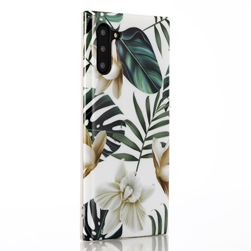 Silicone Candy Rubber Gel Flowers Soft Case Cover S02 for Samsung Galaxy Note 10 5G Green
