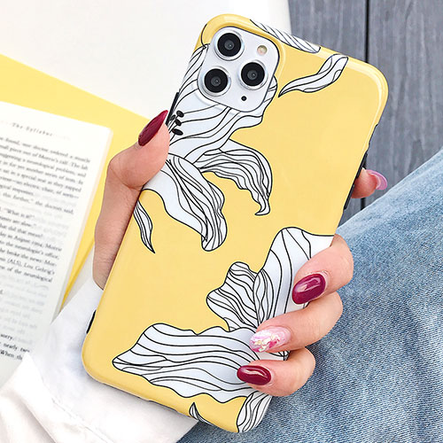 Silicone Candy Rubber Gel Flowers Soft Case Cover S03 for Apple iPhone 11 Pro Yellow