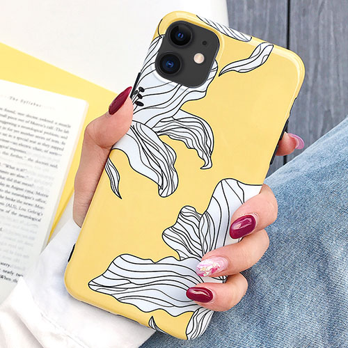 Silicone Candy Rubber Gel Flowers Soft Case Cover S03 for Apple iPhone 11 Yellow