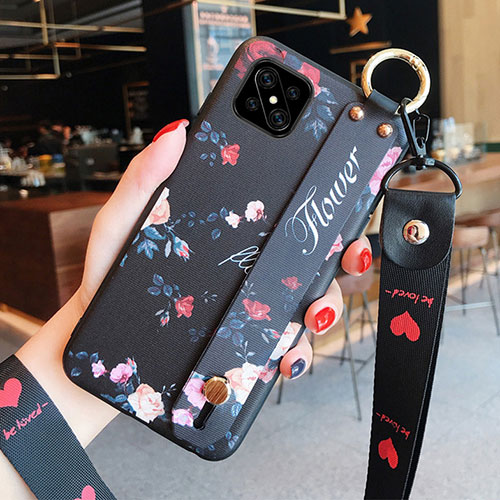 Silicone Candy Rubber Gel Flowers Soft Case Cover S03 for Oppo Reno4 Z 5G Black
