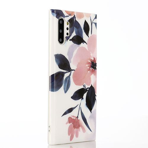 Silicone Candy Rubber Gel Flowers Soft Case Cover S03 for Samsung Galaxy Note 10 Plus Pink