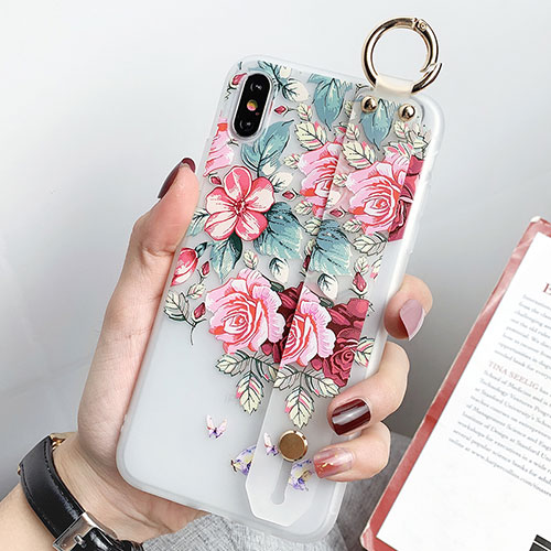 Silicone Candy Rubber Gel Flowers Soft Case Cover S04 for Apple iPhone X Green