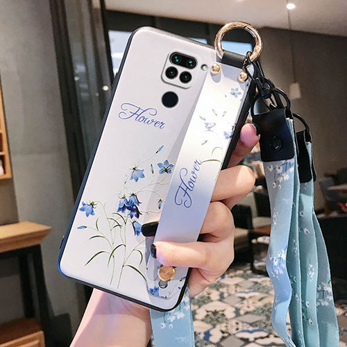 Silicone Candy Rubber Gel Flowers Soft Case Cover S04 for Xiaomi Redmi Note 9 White