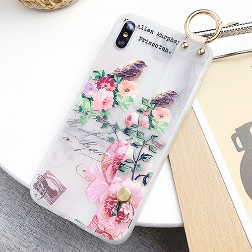 Silicone Candy Rubber Gel Flowers Soft Case Cover S05 for Apple iPhone X Rose Gold
