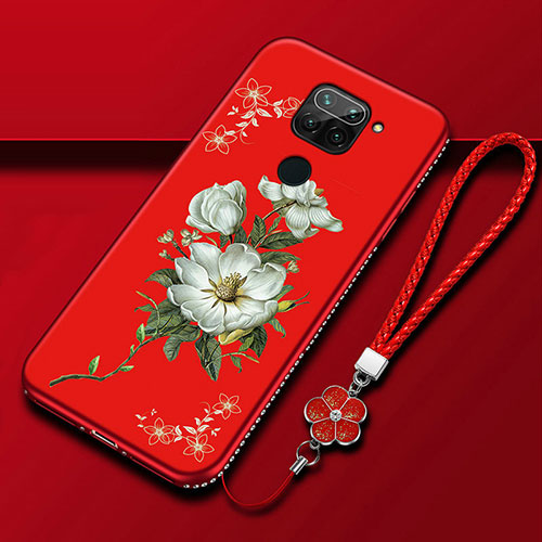 Silicone Candy Rubber Gel Flowers Soft Case Cover S05 for Xiaomi Redmi 10X 4G Red