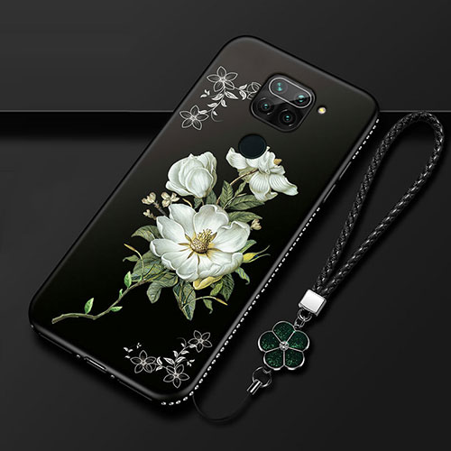 Silicone Candy Rubber Gel Flowers Soft Case Cover S05 for Xiaomi Redmi Note 9 White