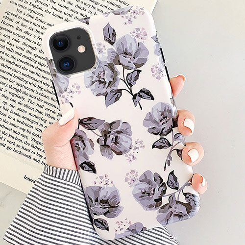 Silicone Candy Rubber Gel Flowers Soft Case Cover S07 for Apple iPhone 11 Gray