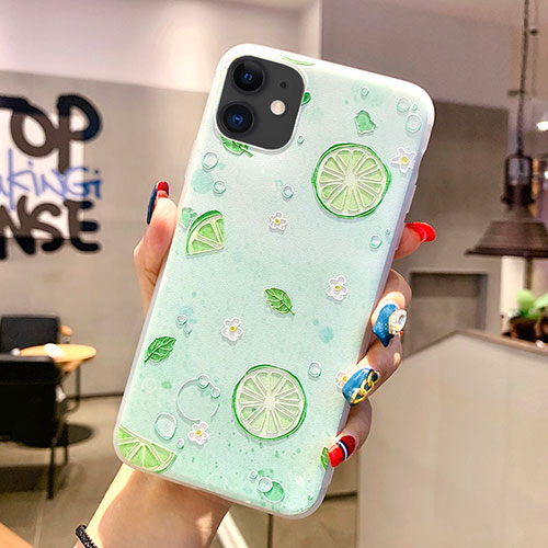 Silicone Candy Rubber Gel Fruit Soft Case Cover C01 for Apple iPhone 11 Green