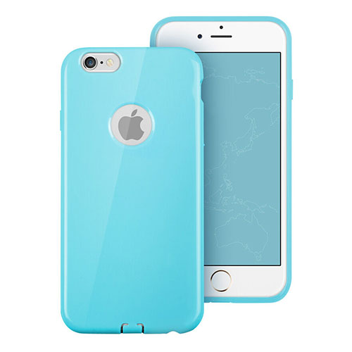 Silicone Candy Rubber Gel Soft Case With Hole for Apple iPhone 6 Sky Blue