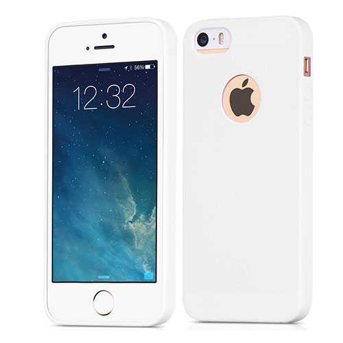Silicone Candy Rubber Gel Soft Cover With Hole for Apple iPhone SE White