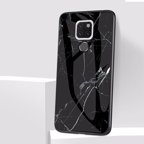 Silicone Candy Rubber Marble Pattern Soft Case for Huawei Mate 20 Black