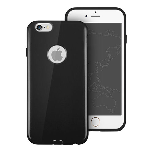Silicone Candy Rubber Soft Cover With Hole for Apple iPhone 6S Plus Black