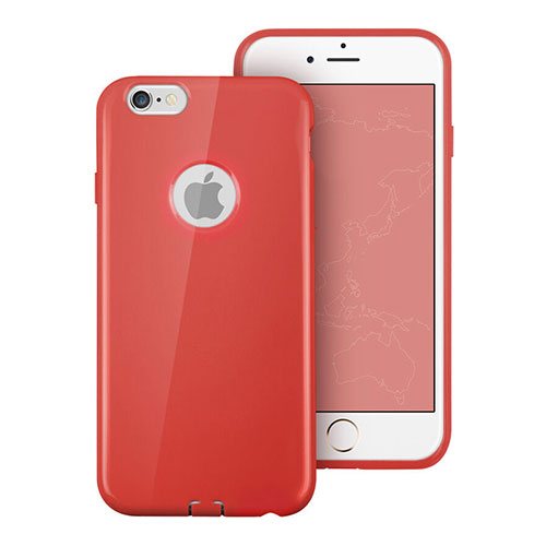 Silicone Candy Rubber Soft Cover With Hole for Apple iPhone 6S Plus Red