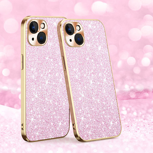 Silicone Candy Rubber TPU Bling-Bling Soft Case Cover AC1 for Apple iPhone 14 Plus Rose Gold
