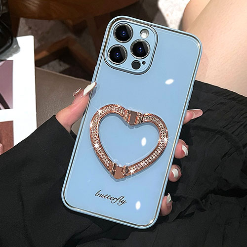 Silicone Candy Rubber TPU Bling-Bling Soft Case Cover JL1 for Apple iPhone 13 Pro Max Blue