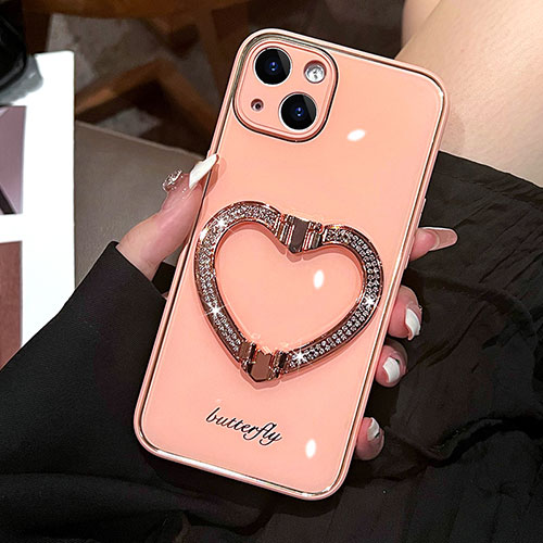 Silicone Candy Rubber TPU Bling-Bling Soft Case Cover JL1 for Apple iPhone 13 Rose Gold