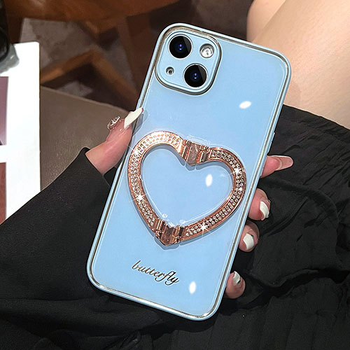 Silicone Candy Rubber TPU Bling-Bling Soft Case Cover JL1 for Apple iPhone 14 Blue