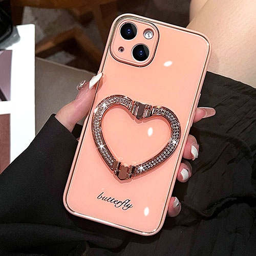 Silicone Candy Rubber TPU Bling-Bling Soft Case Cover JL1 for Apple iPhone 14 Rose Gold