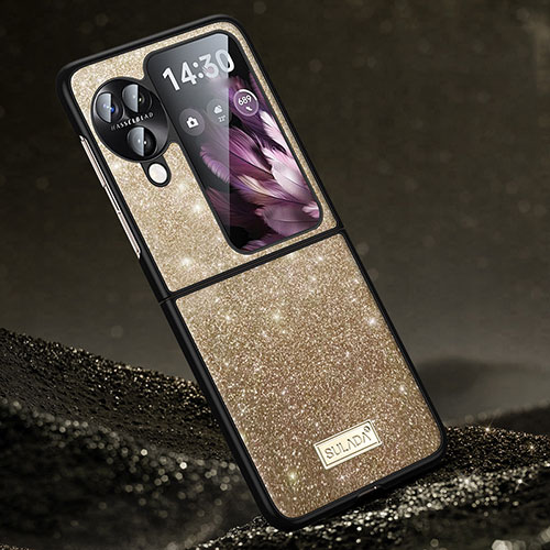 Silicone Candy Rubber TPU Bling-Bling Soft Case Cover LD1 for Oppo Find N3 Flip 5G Gold