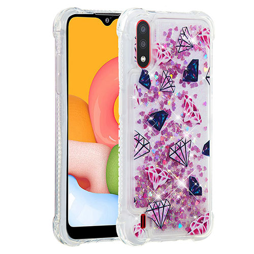 Silicone Candy Rubber TPU Bling-Bling Soft Case Cover S01 for Samsung Galaxy A01 SM-A015 Clove Purple