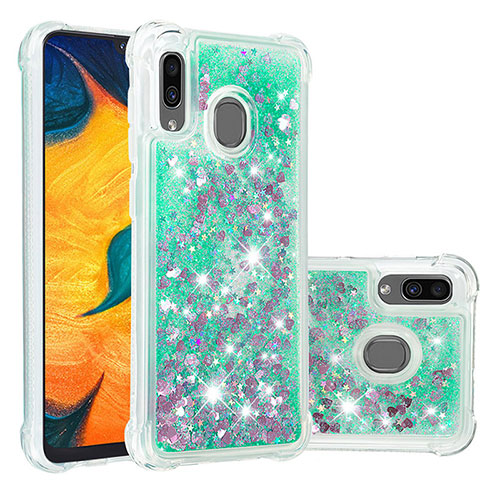 Silicone Candy Rubber TPU Bling-Bling Soft Case Cover S01 for Samsung Galaxy A20 Green