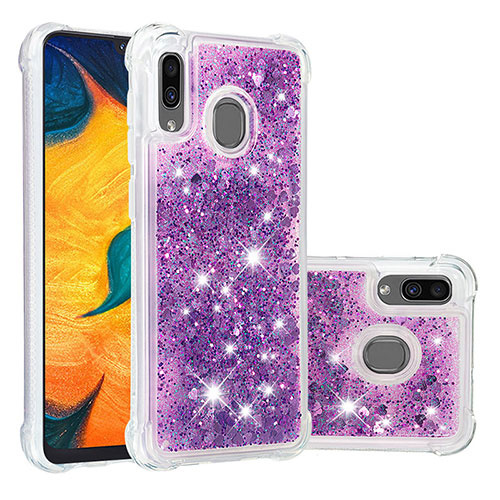 Silicone Candy Rubber TPU Bling-Bling Soft Case Cover S01 for Samsung Galaxy A20 Purple