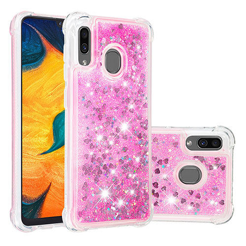 Silicone Candy Rubber TPU Bling-Bling Soft Case Cover S01 for Samsung Galaxy A30 Hot Pink