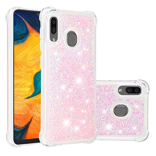 Silicone Candy Rubber TPU Bling-Bling Soft Case Cover S01 for Samsung Galaxy A30 Pink