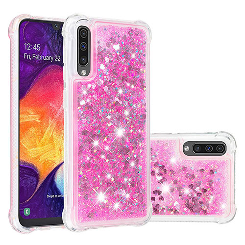 Silicone Candy Rubber TPU Bling-Bling Soft Case Cover S01 for Samsung Galaxy A30S Hot Pink