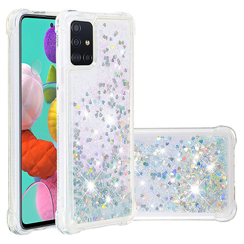 Silicone Candy Rubber TPU Bling-Bling Soft Case Cover S01 for Samsung Galaxy A51 4G Silver